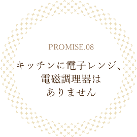キッチンに電子レンジ、電磁調理器はありません